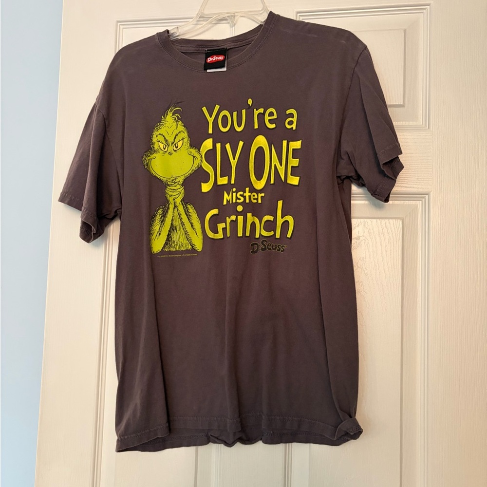 Dr. Seuss Grinch T-Shirt - Dark Gray and Yellow